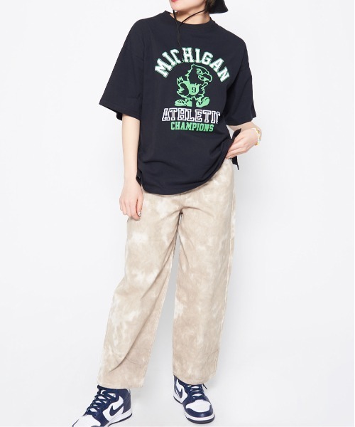 spiritoso(スピリトーゾ)の「【spiritoso】バードプリントカレッジTシャツ(CP)(Tシャツ/カットソー・レディース・ネイビー/ブラック・F)」の21枚目の写真