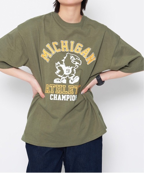 spiritoso(スピリトーゾ)の「【spiritoso】バードプリントカレッジTシャツ(CP)(Tシャツ/カットソー・レディース・ネイビー/ブラック・F)」の14枚目の写真