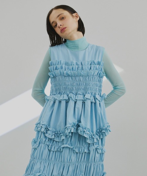 PERNA（ペルナ）の「ギャザーコクーンワンピース（ワンピース・レディース・ブルー/ブラック・MEDIUM/LARGE）」の11枚目の写真