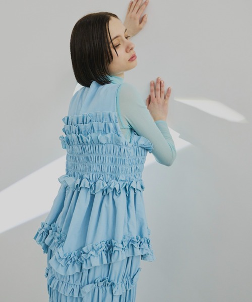 PERNA（ペルナ）の「ギャザーコクーンワンピース（ワンピース・レディース・ブルー/ブラック・MEDIUM/LARGE）」の12枚目の写真