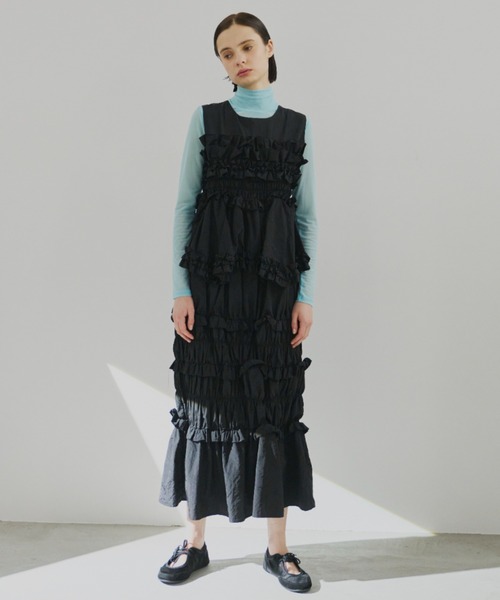 PERNA（ペルナ）の「ギャザーコクーンワンピース（ワンピース・レディース・ブルー/ブラック・MEDIUM/LARGE）」の3枚目の写真