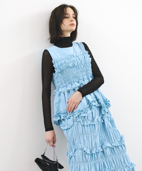 PERNA（ペルナ）の「ギャザーコクーンワンピース（ワンピース・レディース・ブルー/ブラック・MEDIUM/LARGE）」の14枚目の写真