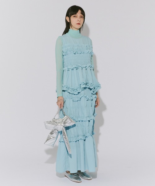 PERNA（ペルナ）の「ギャザーコクーンワンピース（ワンピース・レディース・ブルー/ブラック・MEDIUM/LARGE）」の15枚目の写真