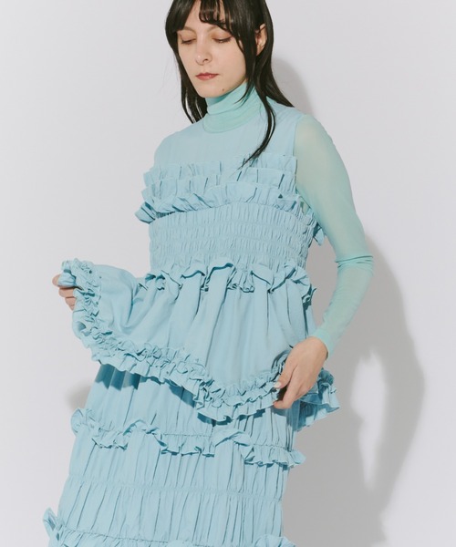 PERNA（ペルナ）の「ギャザーコクーンワンピース（ワンピース・レディース・ブルー/ブラック・MEDIUM/LARGE）」の16枚目の写真