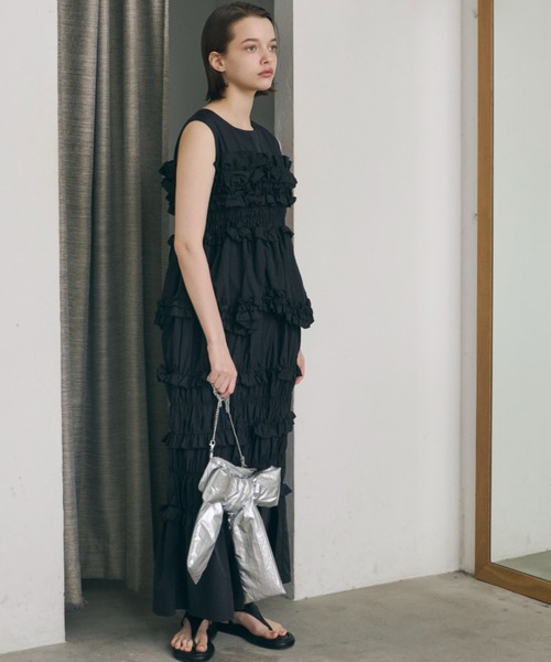 PERNA（ペルナ）の「ギャザーコクーンワンピース（ワンピース・レディース・ブルー/ブラック・MEDIUM/LARGE）」の19枚目の写真