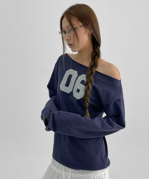 BLACKUP（ブラックアップ）の「[MADE] フェリティボートネックプリント長袖Tシャツ（Tシャツ/カットソー・レディース・ブラック/ネイビー・ONESIZE）」の3枚目の写真
