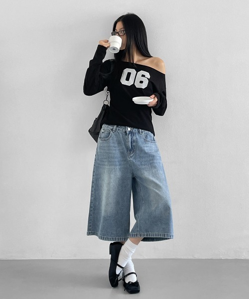 BLACKUP（ブラックアップ）の「[MADE] フェリティボートネックプリント長袖Tシャツ（Tシャツ/カットソー・レディース・ブラック/ネイビー・ONESIZE）」の6枚目の写真