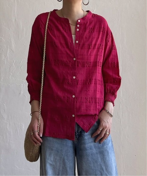 LBC（エルビーシー）の「3WAYシャドーチェックブラウス（シャツ/ブラウス・レディース・ホワイト/ブラック/ターコイズブルー/ブラウン/ピンク・M/L）」の5枚目の写真