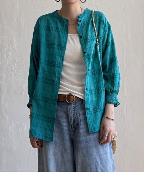 LBC（エルビーシー）の「3WAYシャドーチェックブラウス（シャツ/ブラウス・レディース・ホワイト/ブラック/ターコイズブルー/ブラウン/ピンク・M/L）」の4枚目の写真