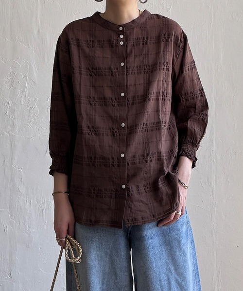 LBC（エルビーシー）の「3WAYシャドーチェックブラウス（シャツ/ブラウス・レディース・ホワイト/ブラック/ターコイズブルー/ブラウン/ピンク・M/L）」の7枚目の写真