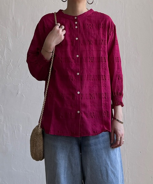 LBC（エルビーシー）の「3WAYシャドーチェックブラウス（シャツ/ブラウス・レディース・ホワイト/ブラック/ターコイズブルー/ブラウン/ピンク・M/L）」の6枚目の写真