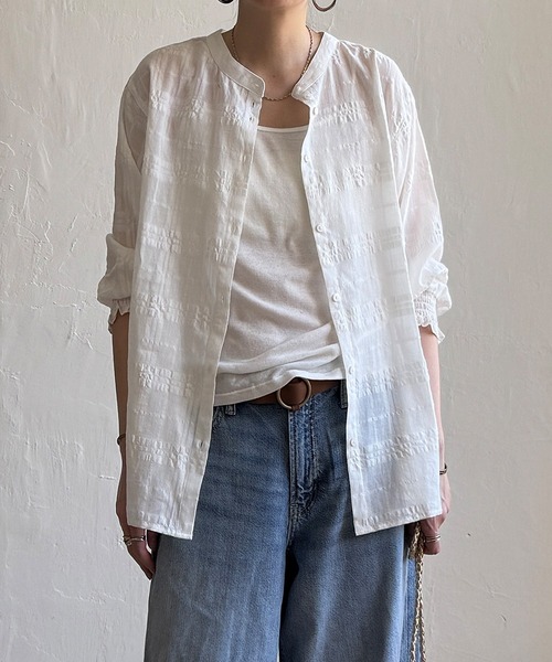 LBC（エルビーシー）の「3WAYシャドーチェックブラウス（シャツ/ブラウス・レディース・ホワイト/ブラック/ターコイズブルー/ブラウン/ピンク・M/L）」の10枚目の写真