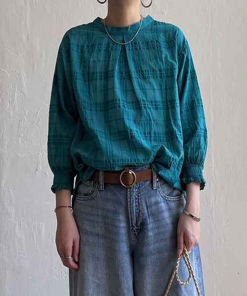 LBC（エルビーシー）の「3WAYシャドーチェックブラウス（シャツ/ブラウス・レディース・ホワイト/ブラック/ターコイズブルー/ブラウン/ピンク・M/L）」の13枚目の写真