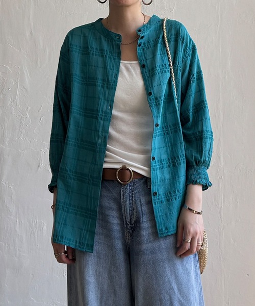 LBC（エルビーシー）の「3WAYシャドーチェックブラウス（シャツ/ブラウス・レディース・ホワイト/ブラック/ターコイズブルー/ブラウン/ピンク・M/L）」の9枚目の写真