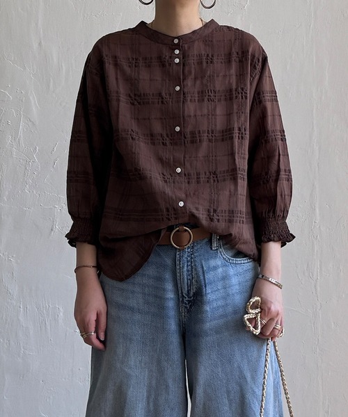 LBC（エルビーシー）の「3WAYシャドーチェックブラウス（シャツ/ブラウス・レディース・ホワイト/ブラック/ターコイズブルー/ブラウン/ピンク・M/L）」の16枚目の写真