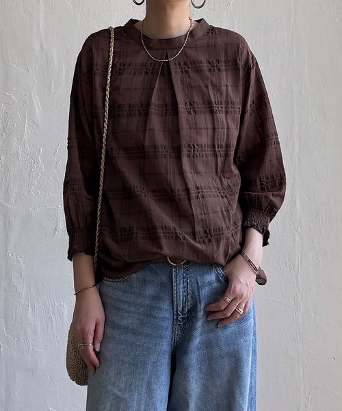 LBC（エルビーシー）の「3WAYシャドーチェックブラウス（シャツ/ブラウス・レディース・ホワイト/ブラック/ターコイズブルー/ブラウン/ピンク・M/L）」の14枚目の写真