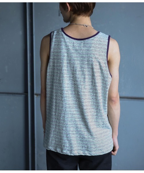 PORT BY ARK（ポートバイアーク）の「PORT BY ARK / ポートバイアーク：Border Tank Top：PO17-T002[COR]（タンクトップ・メンズ・ブラウン系その他/ブルー系その他・FREE）」の9枚目の写真