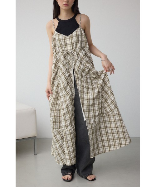 AZUL by moussy(アズールバイマウジー)の「チェックキャミソール2WAYワンピース(ワンピース・レディース・ホワイト系その他/ブラック系その他・FREE)」の1枚目の写真
