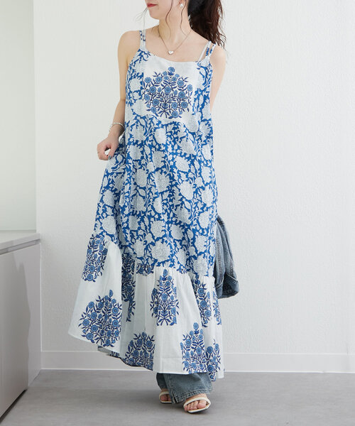 CHICWISH★タッセルチェリーキャミワンピース☆ 2点セット かぎ編みビスチェ 花柄キャミワンピース タッセル
