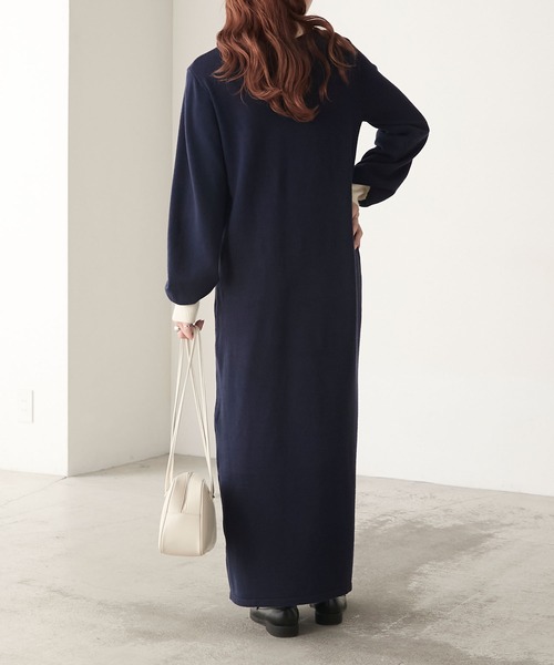 BONLECILL（ボンルシール）の「【至福のカヌレニット】アソートポロニットワンピース（ワンピース・レディース・チャコールグレー/ブラック/ネイビー・L/M）」の18枚目の写真