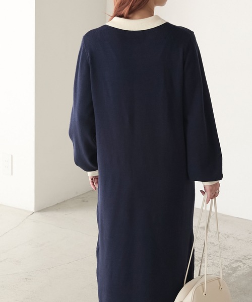 BONLECILL（ボンルシール）の「【至福のカヌレニット】アソートポロニットワンピース（ワンピース・レディース・チャコールグレー/ブラック/ネイビー・L/M）」の20枚目の写真