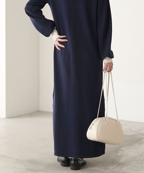 BONLECILL（ボンルシール）の「【至福のカヌレニット】アソートポロニットワンピース（ワンピース・レディース・チャコールグレー/ブラック/ネイビー・L/M）」の22枚目の写真