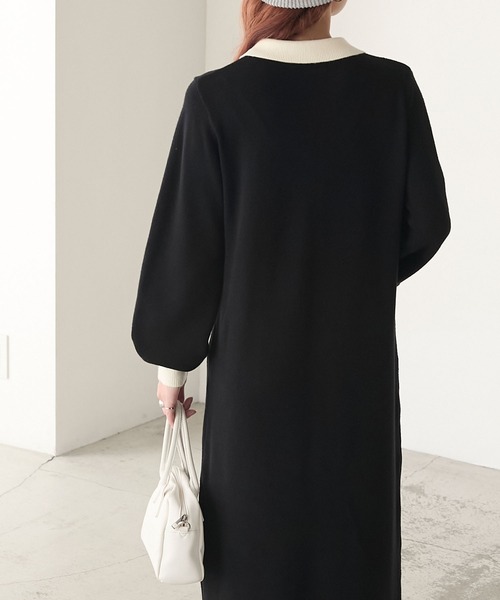 BONLECILL（ボンルシール）の「【至福のカヌレニット】アソートポロニットワンピース（ワンピース・レディース・チャコールグレー/ブラック/ネイビー・L/M）」の10枚目の写真