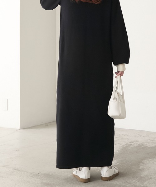 BONLECILL（ボンルシール）の「【至福のカヌレニット】アソートポロニットワンピース（ワンピース・レディース・チャコールグレー/ブラック/ネイビー・L/M）」の12枚目の写真