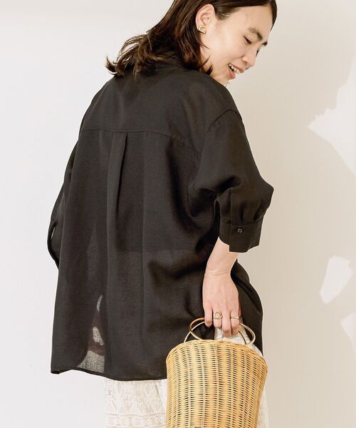 AMERICAN HOLIC（アメリカンホリック）の「シアーボイルレギュラー7分袖シャツ（シャツ/ブラウス・レディース・ブラック/チョコ/ホワイト系その他2/ライトブルー・L/M）」の16枚目の写真