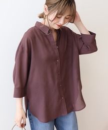 フラメンコ　ブラウス　茶　ブラウン シャツ/ブラウス（ブラウン/茶色系・半端袖）ファッション通販