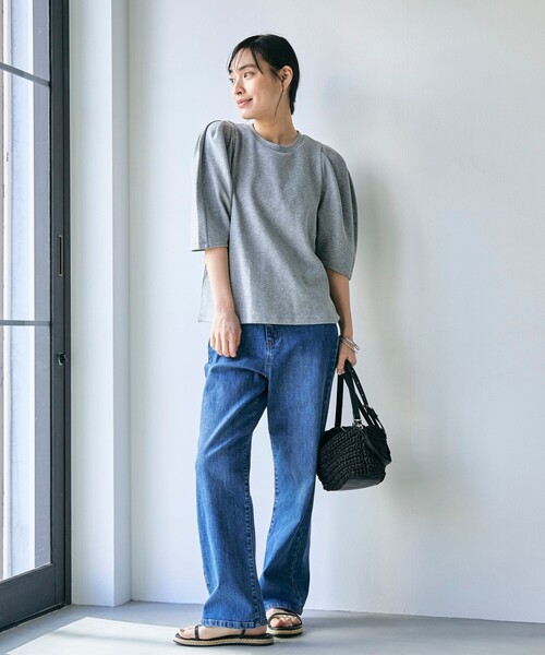 RONEL(ロネル)の「タックスリーブジャージープルオーバー(Tシャツ/カットソー・レディース・ブラック/オリーブ/ライトグレー/ホワイト・FREE)」の12枚目の写真