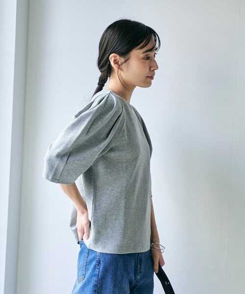 RONEL(ロネル)の「タックスリーブジャージープルオーバー(Tシャツ/カットソー・レディース・ブラック/オリーブ/ライトグレー/ホワイト・FREE)」の16枚目の写真