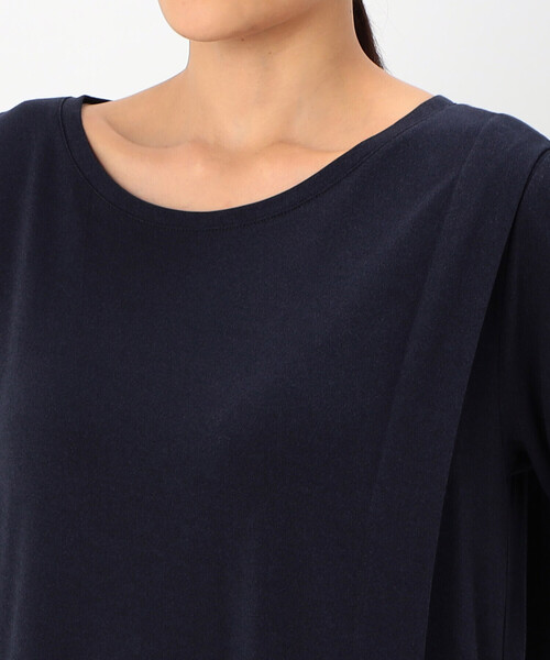 Gabardine K.T（ギャバジンケーティー）の「紙テンセル天竺 肩タックの半袖ドレス（ワンピース・レディース・ネイビー/ブラック・9号/7号）」の8枚目の写真