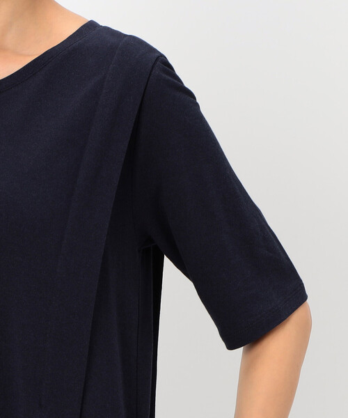Gabardine K.T（ギャバジンケーティー）の「紙テンセル天竺 肩タックの半袖ドレス（ワンピース・レディース・ネイビー/ブラック・9号/7号）」の9枚目の写真