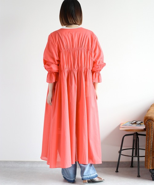cepo(セポ)の「リボンギャザーシアーワンピース(シャツワンピース・レディース・ブラック/オフホワイト/レッド・M)」の22枚目の写真