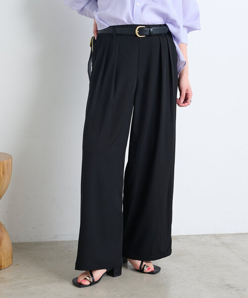 セール】【サイズ展開あり】ループ付きトロミワイドパンツ（その他