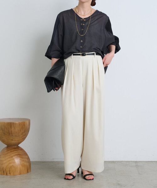 セール】【サイズ展開あり】ループ付きトロミワイドパンツ（その他