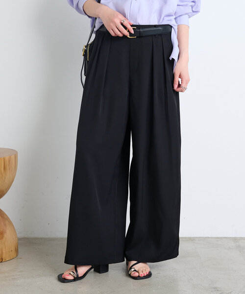 Jena espace merveilleux(ジェナ エスパスメルヴェイユ)の「【サイズ展開あり】ループ付きトロミワイドパンツ(その他パンツ・レディース・ブラック/ベージュ/アイボリー・1/2)」の21枚目の写真