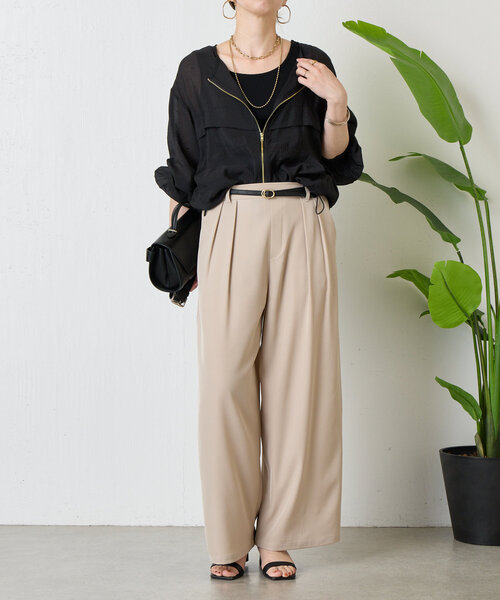 セール】【サイズ展開あり】ループ付きトロミワイドパンツ（その他