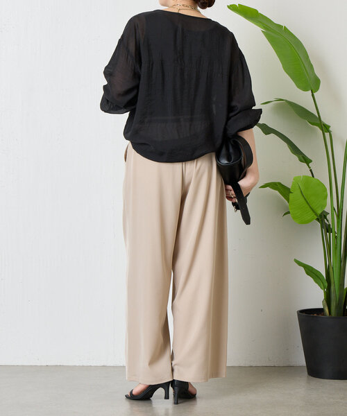 セール】【サイズ展開あり】ループ付きトロミワイドパンツ（その他