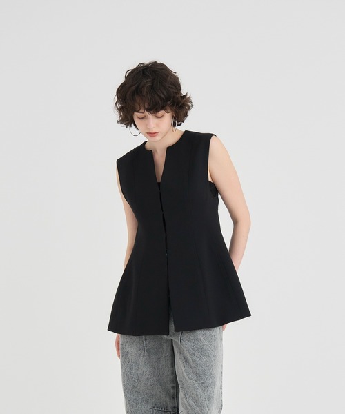 ベスト ジレ 「RITAN/リタン」Arch Pattern Cut Vest/アーチパターンカットベスト レディース RITAN/リタン】Arch Pattern Cut Vest/アーチパターンカット