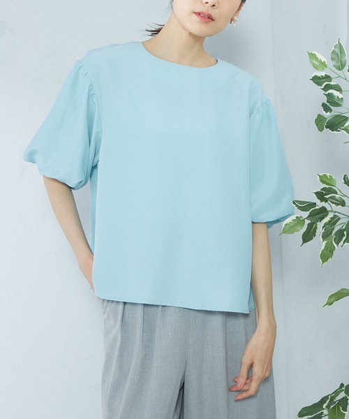 GALLORIA（ギャローリア）の「袖バルーンブラウス（シャツ/ブラウス・レディース・ベージュ/チャコールグレー/ライトブルー・LL/S/M/L）」の12枚目の写真