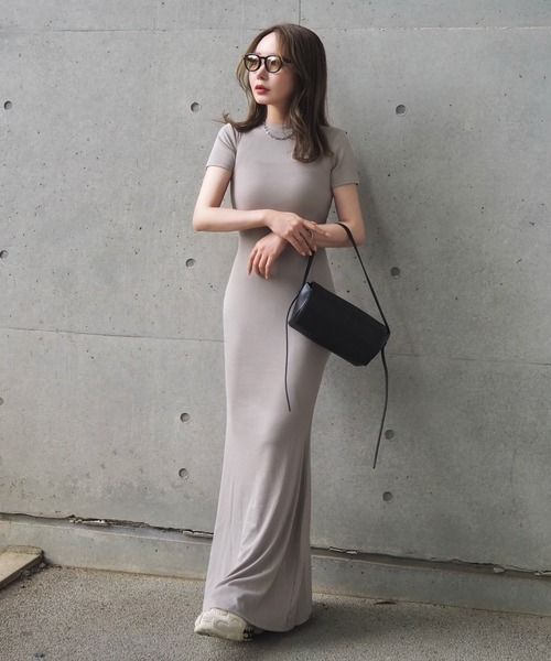lib mermaid maxi dress /リブ マーメイド マキシ 半袖