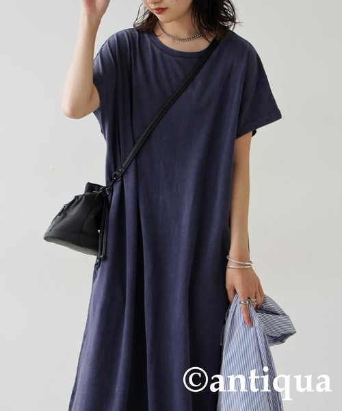 antiqua(アンティカ)の「綿100%Tシャツワンピース(ワンピース・レディース・レッド/ネイビー/ブラウン/ブラック・P/R)」の17枚目の写真