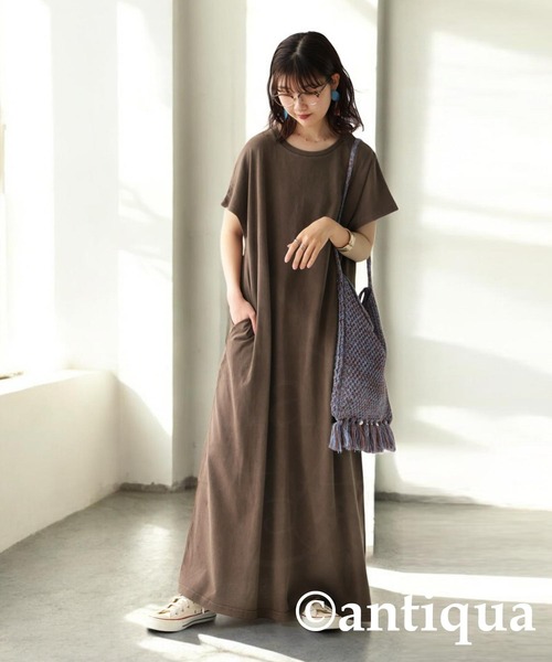antiqua(アンティカ)の「綿100%Tシャツワンピース(ワンピース・レディース・レッド/ネイビー/ブラウン/ブラック・P/R)」の15枚目の写真