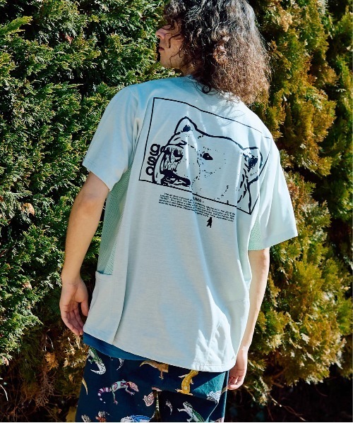 go slow caravan(ゴースローキャラバン)の「Drymix スクエアクマLOGO アクティビTEE(Tシャツ/カットソー・メンズ・ネイビー/ブルーグリーン/セージグリーン・MEDIUM/LARGE/X-LARGE)」の2枚目の写真
