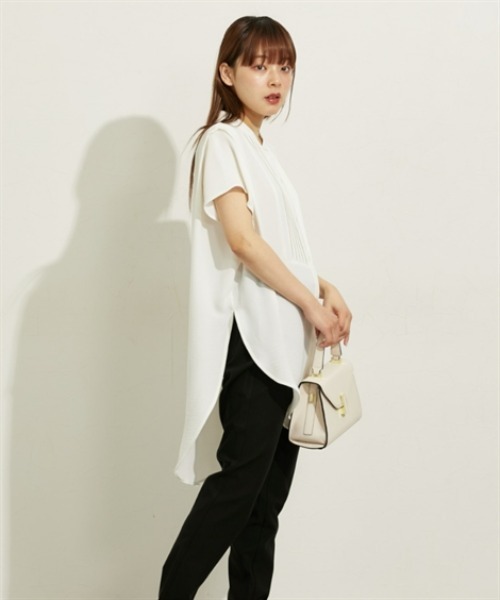 nissen(ニッセン)の「フロントデザイン入ゆったりチュニックブラウス(シャツ/ブラウス・レディース・ブラック/オフホワイト/ライトグリーン・M/L/LL)」の7枚目の写真