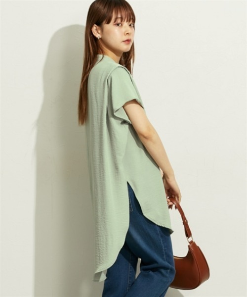 nissen(ニッセン)の「フロントデザイン入ゆったりチュニックブラウス(シャツ/ブラウス・レディース・ブラック/オフホワイト/ライトグリーン・M/L/LL)」の14枚目の写真