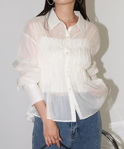 andme(アンドミー)の「ラメシアービスチェ風ペプラムシャツブラウス(シャツ/ブラウス・レディース・ブラック/オフホワイト/チャコールグレー/ダークベージュ/ミント・FREE)」の11枚目の写真