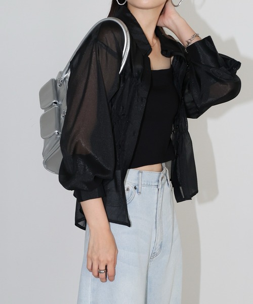 andme(アンドミー)の「ラメシアービスチェ風ペプラムシャツブラウス(シャツ/ブラウス・レディース・ブラック/オフホワイト/チャコールグレー/ダークベージュ/ミント・FREE)」の9枚目の写真